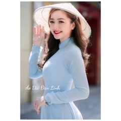 Áo dài xanh dương 4 tà, áo dài trơn, đồng phục áo dài đẹp - Áo Dài Đan Linh