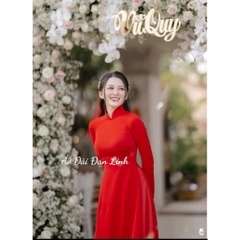 Áo dài màu đỏ vải lụa cao cấp, trẻ trung, áo dài cô dâu, đồng phục áo dài - Áo Dài Đan Linh