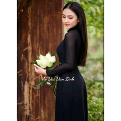 Áo dài màu đen 4 tà đẹp huyền bí - Áo Dài Đan Linh