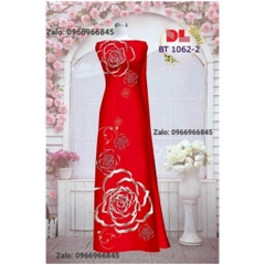 Áo dài in 3D hoa hồng màu đỏ rẻ và đẹp - Áo Dài Đan Linh