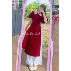 Áo dài yếm màu đỏ sang chảnh - Áo Dài Đan Linh