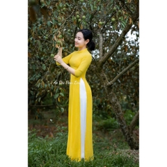 Áo dài trơn 4 tà màu vàng cúc tôn da - Áo Dài Đan Linh