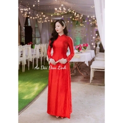 Áo dài gấm đỏ kết ngọc trẻ trung, sang trọng - Áo Dài Đan Linh