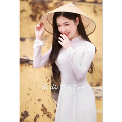 Áo dài trắng kem 4 tà, áo dài họp lớp, áo dài chụp ảnh kỷ yếu - Áo Dài Đan Linh