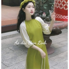 Áo dài cách tân suông phối tay tơ hiện đại - Áo Dài Đan Linh