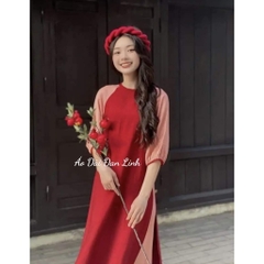Áo dài cách tân suông phối tay tơ hiện đại - Áo Dài Đan Linh