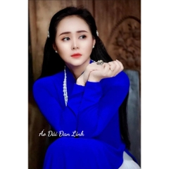 Áo dài màu xanh cô ban lụa cao cấp - Áo Dài Đan Linh