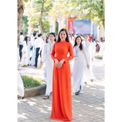 Áo dài trơn 4 tà màu cam - Áo Dài Đan Linh