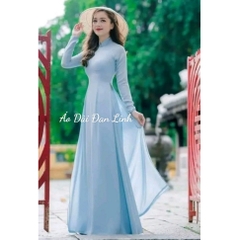Áo dài xanh dương 4 tà, áo dài trơn, đồng phục áo dài đẹp - Áo Dài Đan Linh