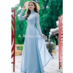 Áo dài xanh dương 4 tà, áo dài trơn, đồng phục áo dài đẹp - Áo Dài Đan Linh