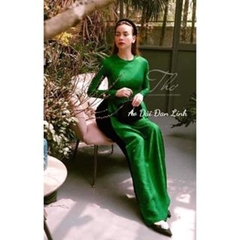 Áo dài gấm màu xanh lá sang chảnh - Áo Dài Đan Linh