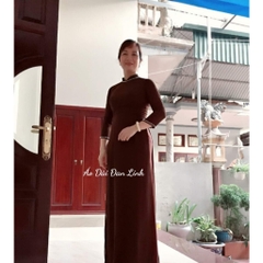 Áo dài màu nâu đi chùa 4 tà - Áo Dài Đan Linh