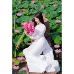 Áo dài trắng học sinh màu trắng tinh, trắng sứ - Áo Dài Đan Linh