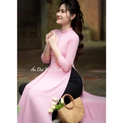 Áo dài trơn màu hồng phấn dịu dàng - Áo Dài Đan Linh