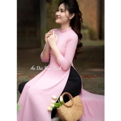 Áo dài trơn màu hồng phấn dịu dàng - Áo Dài Đan Linh