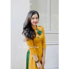 Áo dài màu vàng kết hoa - Áo Dài Đan Linh