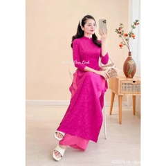 Áo dài gấm Thanh Liễu cao cấp màu hồng tím - Áo Dài Đan Linh