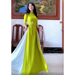 Áo dài lụa màu xanh cốm - Áo Dài Đan Linh