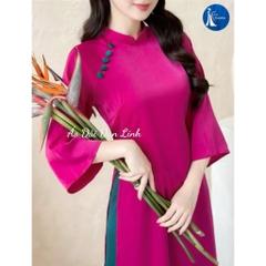 Áo dài tết 2024 dáng cách tân màu hồng tím lụa mềm đính cúc xinh - Áo Dài Đan Linh