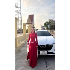 Áo dài trơn tím cà 4 tà - Áo Dài Đan Linh