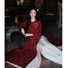 Đủ màu áo dài suông 4 tà cổ tròn vải tằm nha xá cao cấp - Áo Dài Linh Đan