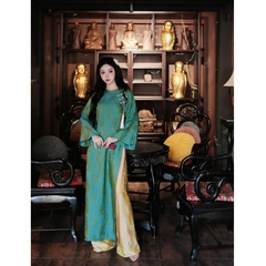 Đủ màu áo dài suông 4 tà cổ tròn vải tằm nha xá cao cấp - Áo Dài Linh Đan