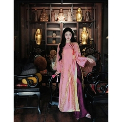 Đủ màu áo dài suông 4 tà cổ tròn vải tằm nha xá cao cấp - Áo Dài Linh Đan