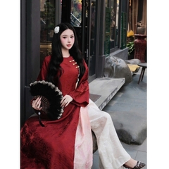 Đủ màu áo dài suông 4 tà cổ tròn vải tằm nha xá cao cấp - Áo Dài Linh Đan