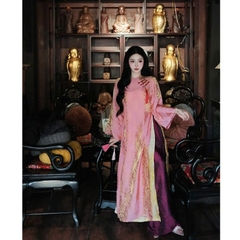 Đủ màu áo dài suông 4 tà cổ tròn vải tằm nha xá cao cấp - Áo Dài Linh Đan