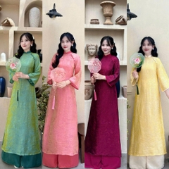 Đủ màu áo dài lụa tằm cao cấp phối cổ trẻ trung - Áo Dài Linh Đan