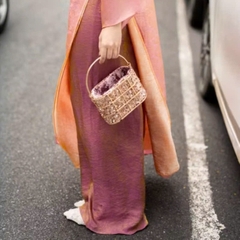 Áo dài màu hồng suông 4 tà vải tằm nha xá cao cấp - Áo Dài Linh Đan