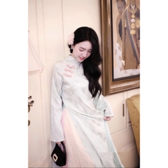 Áo dài suông 4 tà vải gấm thọ cao cấp - Áo Dài Linh Đan