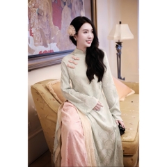 Áo dài suông 4 tà vải gấm thọ cao cấp - Áo Dài Linh Đan