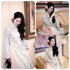 Áo dài suông 4 tà vải gấm thọ cao cấp - Áo Dài Linh Đan