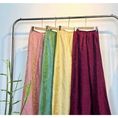 Áo dài suông 4 tà màu hồng phối quần cam trẻ trung sang trọng vải tằm nha xá cao cấp - Áo Dài Linh Đan