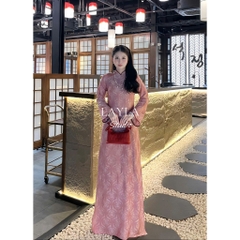 Áo dài suông 4 tà màu hồng trẻ trung vải lụa tằm nha xá cao cấp - Áo Dài Linh Đan
