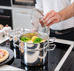 Sản phẩm test bộ Nồi Steiger Element Set 5 Món Đáy Liền