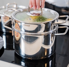 Sản phẩm test bộ Nồi Steiger Element Set 5 Món Đáy Liền