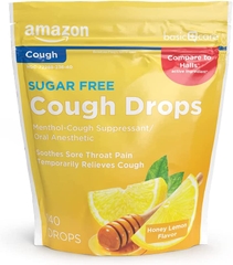 [Hàng Mỹ] Kẹo ngậm the Amazon Basic Care Cough Drops không đường chanh mật ong - 140 viên