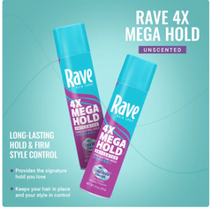 Xịt giữ nếp Rave 4x Mega Hold bảo vệ với thời tiết công thức giàu vitamin