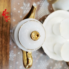 Bộ Ấm Tách 4 Món Sứ Cảnh Đức Trắng Họa Tiết Phù Điêu Hồ Điệp