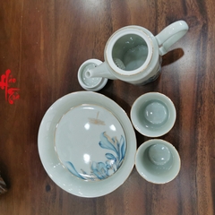 Bộ Ấm Tách 4 Món Sứ Cảnh Đức - Chuồn Chuồn & Hoa Xanh