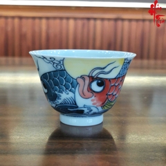 Chén Sứ Cảnh Đức Vẽ Tay Hình Cá - LY157 - 270ml