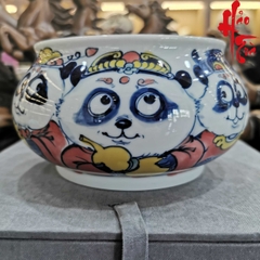 Bát Tráng Nước Vẽ Tay Sứ Cảnh Đức Hình Gấu Trúc - B16