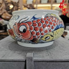 Bát Tráng Nước Vẽ Tay Sứ Cảnh Đức Hình Cá - B17