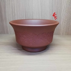 Chén Chủ Đất Tử Sa - Khắc Hoa Văn Chữ - 140ml