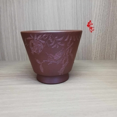 Chén Chủ Đất Tử Sa - Khắc Hoa Văn Trúc - 90ml