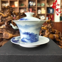 SCD001 Bộ Chén Khải Tam Tài Thanh Hoa Sơn Thuỷ 110ml - CK44