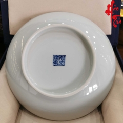 Dĩa Vẽ Tay Sứ Cảnh Đức hình Hổ và Rồng đường kính 17 cm