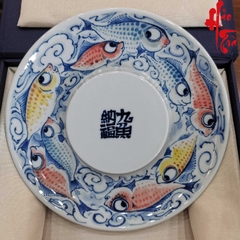 Dĩa Vẽ Tay Sứ Cảnh Đức Hình Cá đường kính 18 cm - D09